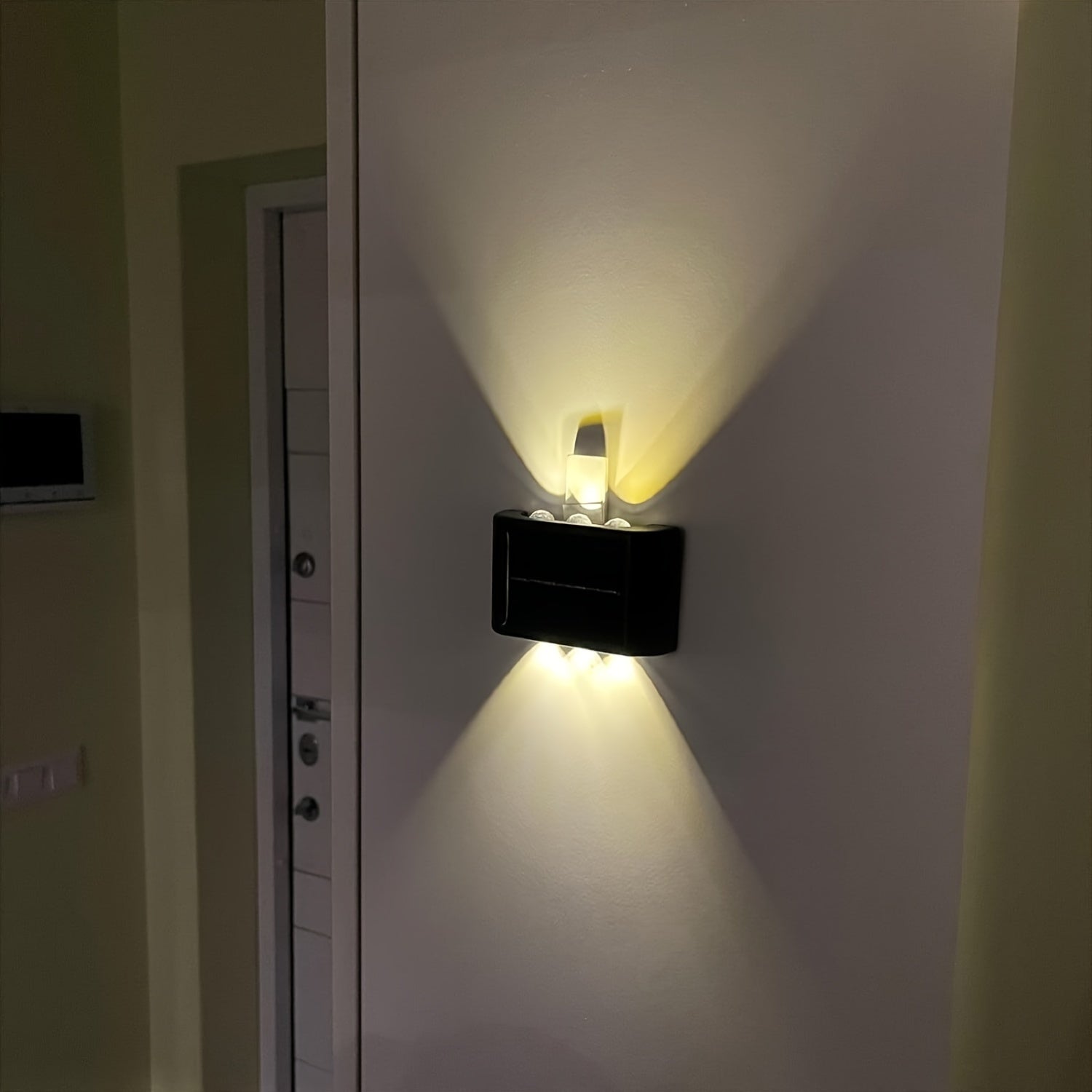 Solar-Powered LED Wall Sconce with 6 LEDs Warm Light Outdoor Plastic Semi Flush Mount