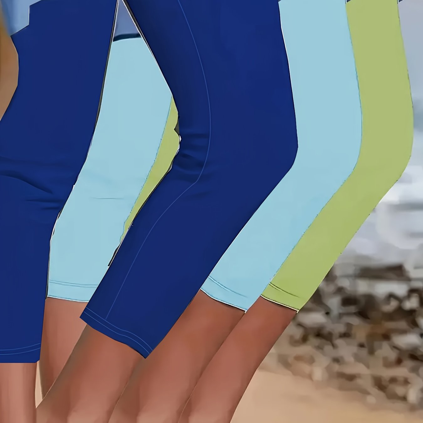 Plus Size Women's Three-Quarter Leggings Solid Color Elastic Waistband Set