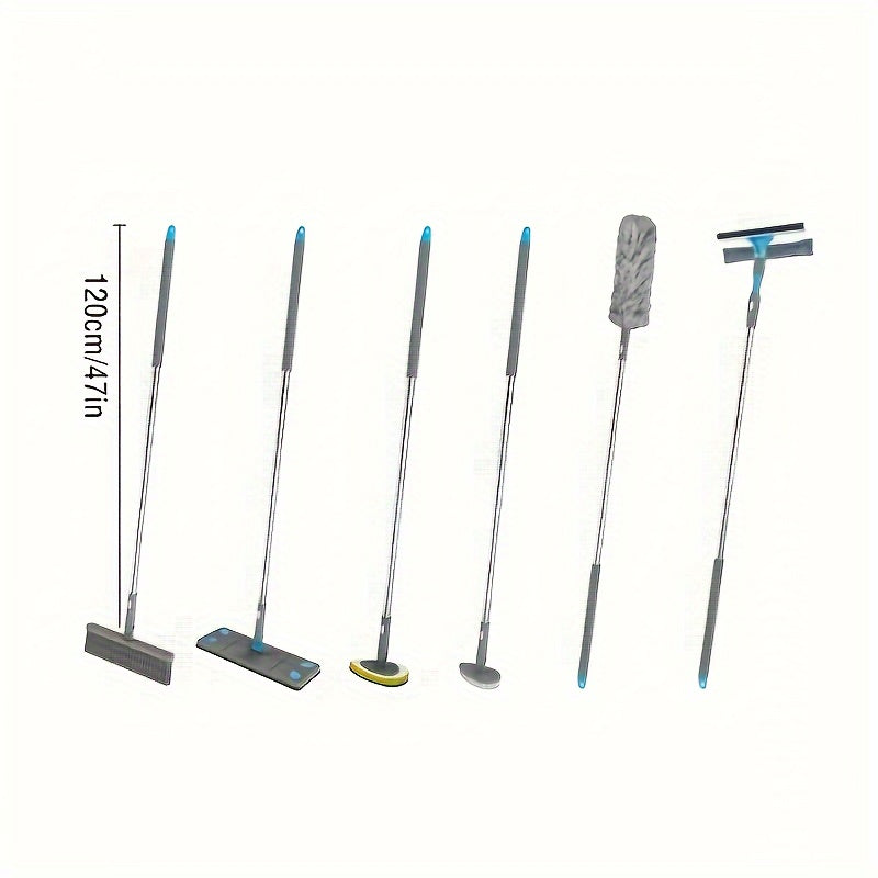 Juego de 7 herramientas de limpieza extensibles con mango de metal ajustable 120-150cm