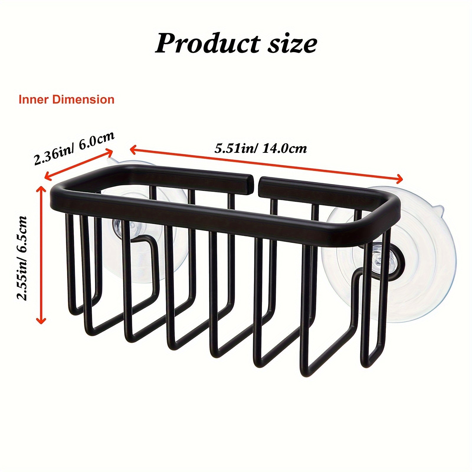 Black Metal Sink Caddy with Suction Cup for Dish Cloth and Sponge Rust-Resistant Kitchen Bathroom Organizer