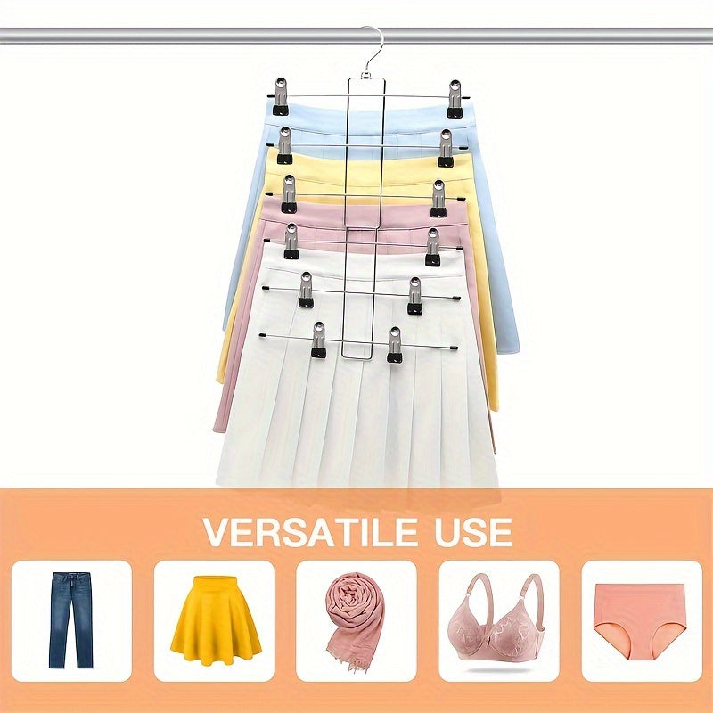 Multi-Layer Stainless Steel Hanger for Skirts Pants Shorts Non-Slip Foldable Closet Organizer