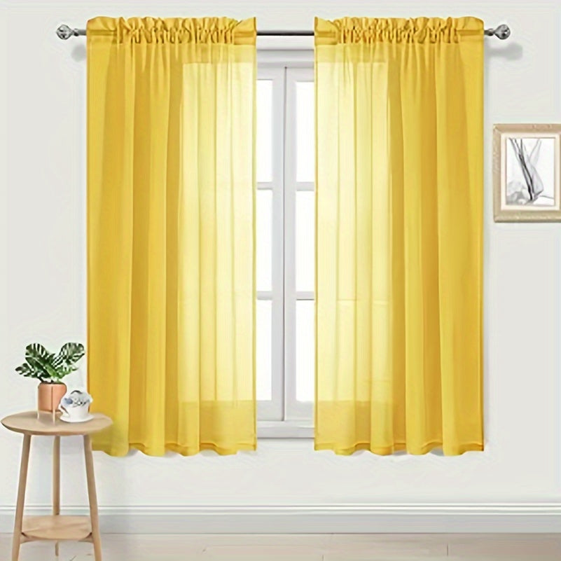 Terylene Gauze Curtains 2-Piece Set Semi-Transparent Light-Filtering Home Decor