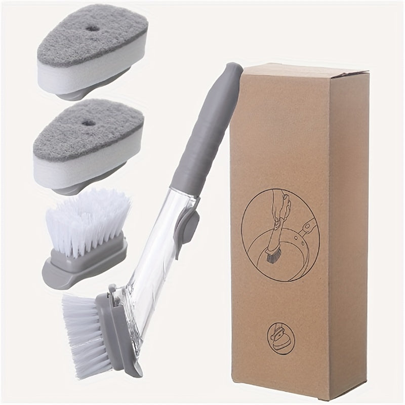 Uzun tutqichli oshxona cho'tkasi, ichki sabun tarqatuvchi bilan - ko'p funksiyali va batareyasiz, idishlar va qozonlarni tozalash uchun mukammal