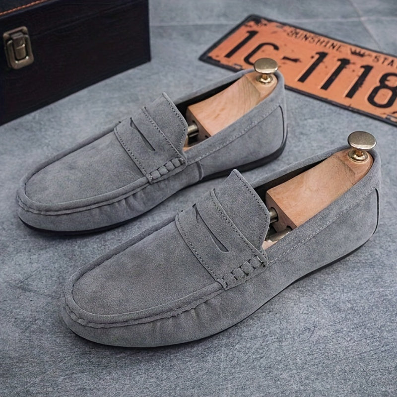Men's Solid Color Slip-On Penny Loafers Casual Comfortable Soft Sole All-Season
