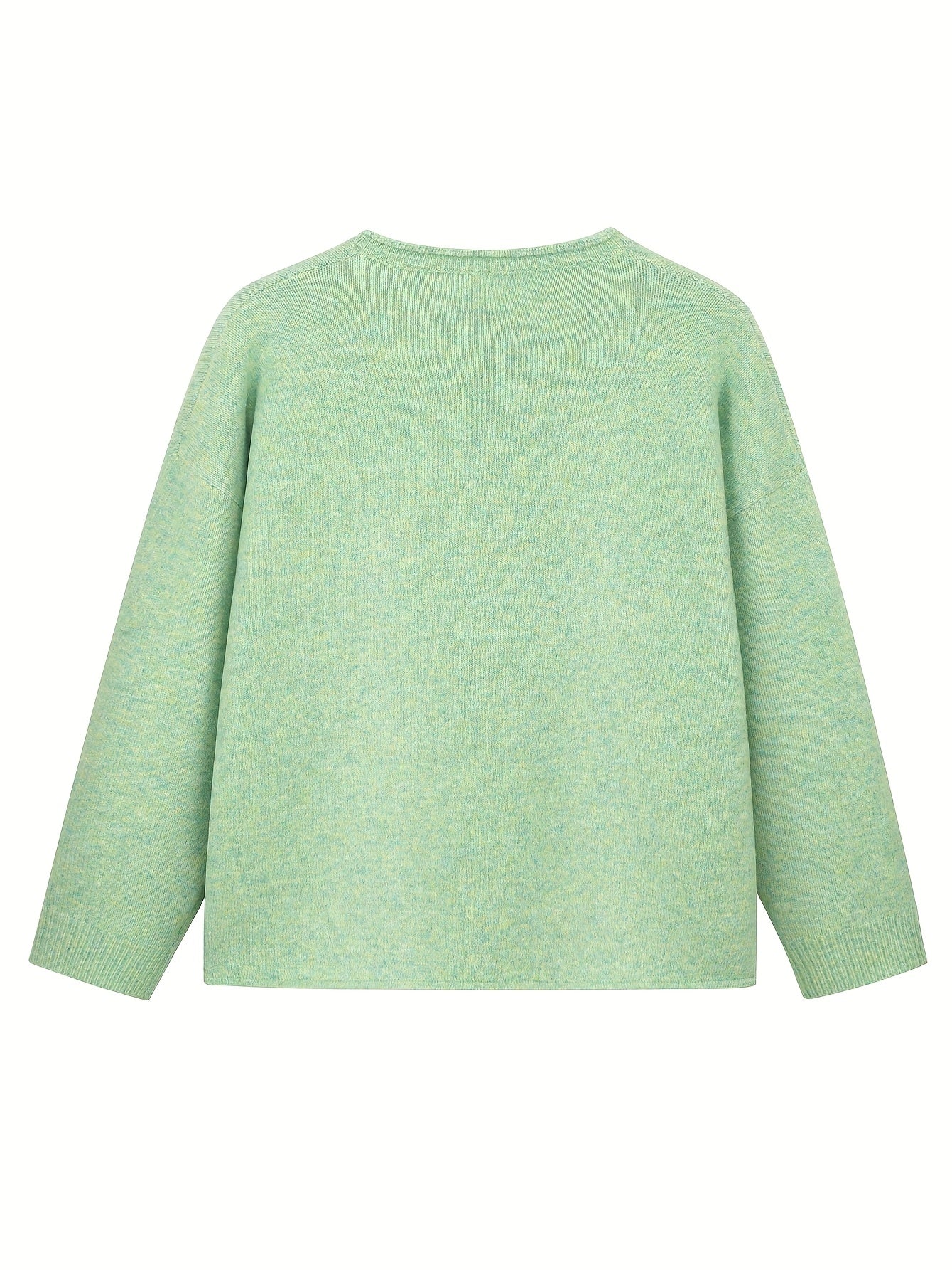 Plus Size Women's Light Green Cardigan Casual Crew Neck Long Sleeve