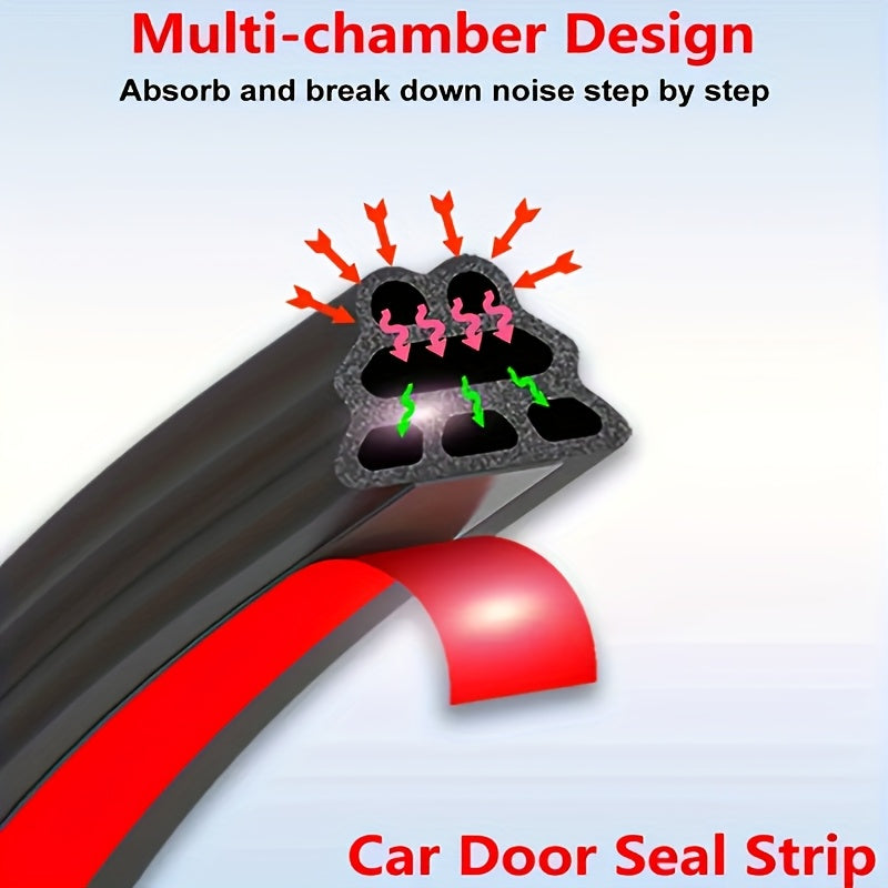 Universal Car Door Seal Strip 10m Waterproof Noise Reduction Rubber