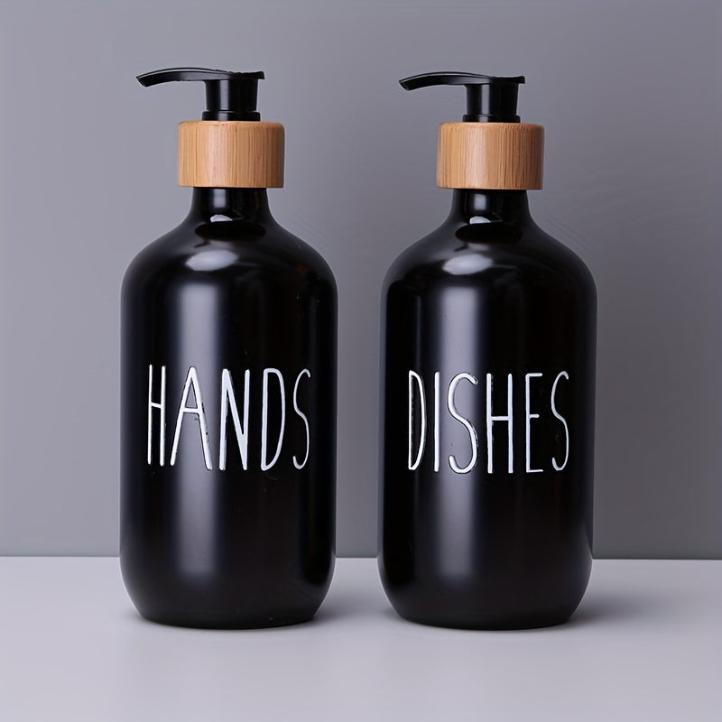 Set of 2 Plastic Soap Dispensers Refillable Bottles for Kitchen Bathroom Decor
