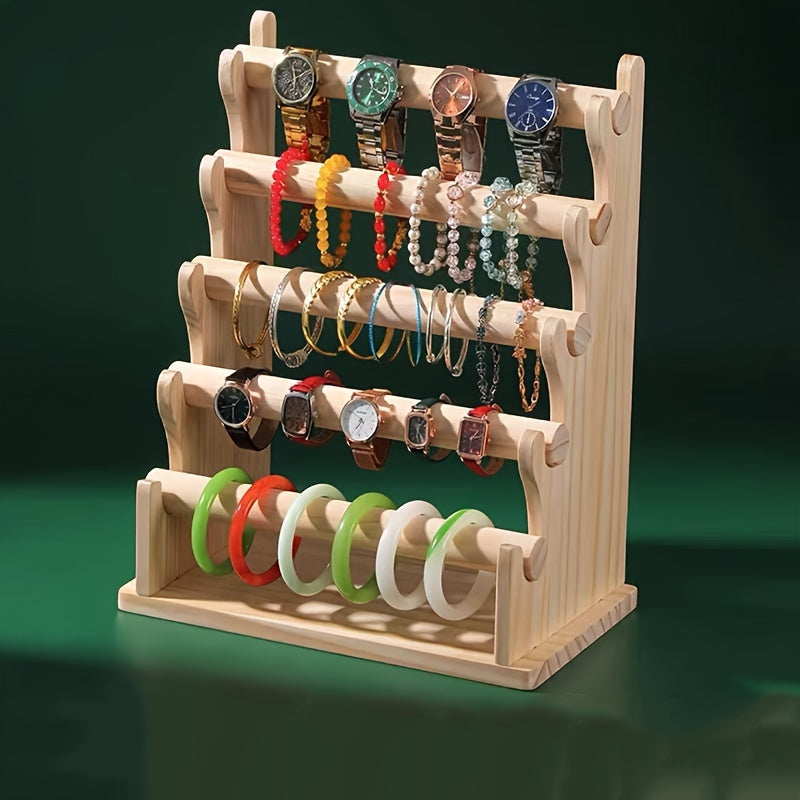 Yog'och zargarlik buyumlarini saqlash racki, bilaguzuklar, soatlar va soch aksessuarlari uchun