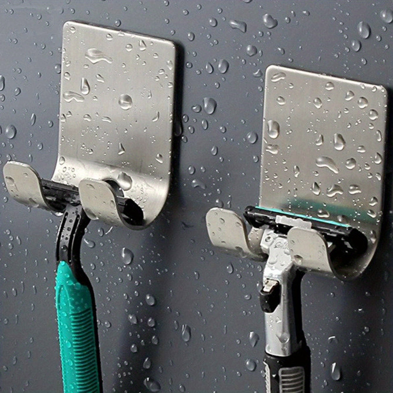 Soporte para maquinillas de afeitar de acero inoxidable para pared, organizador de ganchos sin costuras para baño