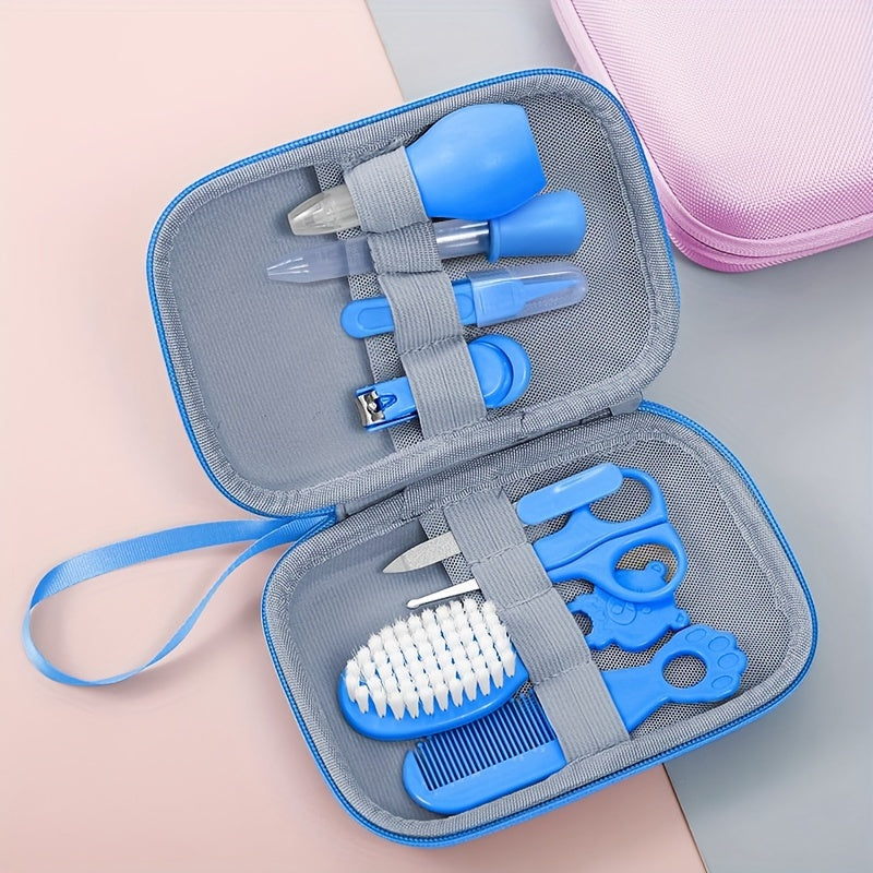 8-Piece Baby Grooming Kit with Nasal Aspirator Nail Clippers and Tweezers for Daily Personal Care