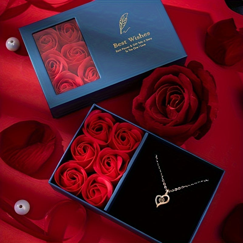 Personalized I Love You Necklace with Rose Gift Box for Mom Wife Girlfriend