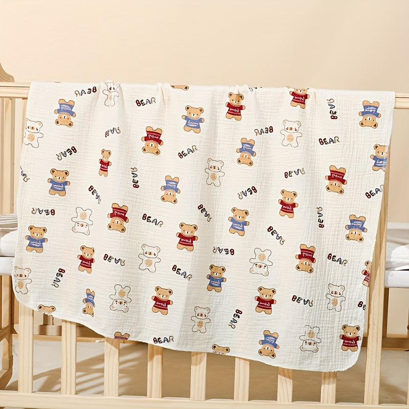 Kids Cotton Double-Layer Gauze Bath Towel with Heart Pattern and Compact Design