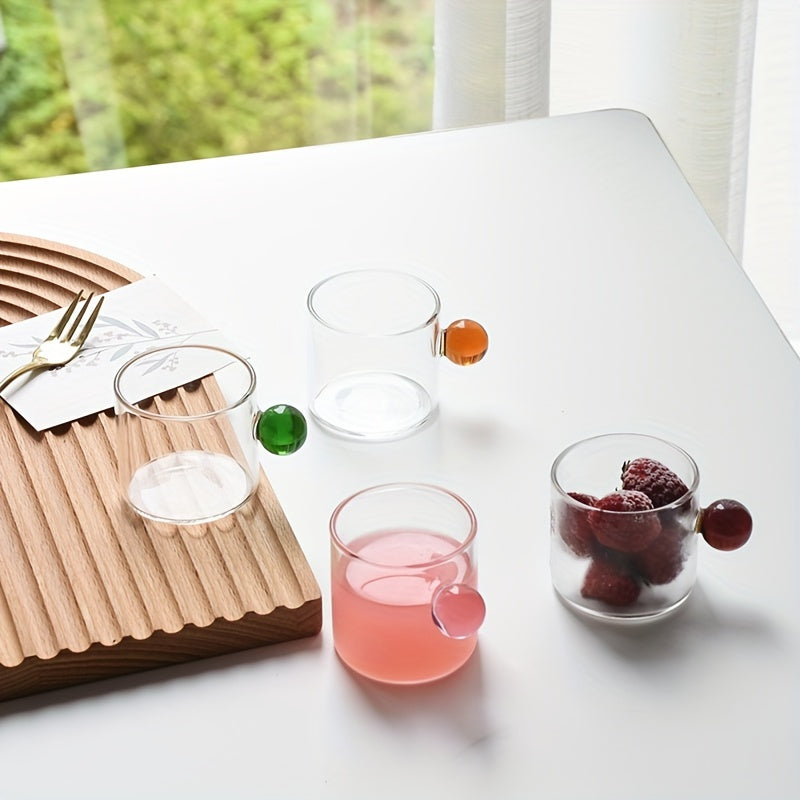 Set of 6 Mini Glass Pitchers with Colorful Knobs for Juices and Sauces