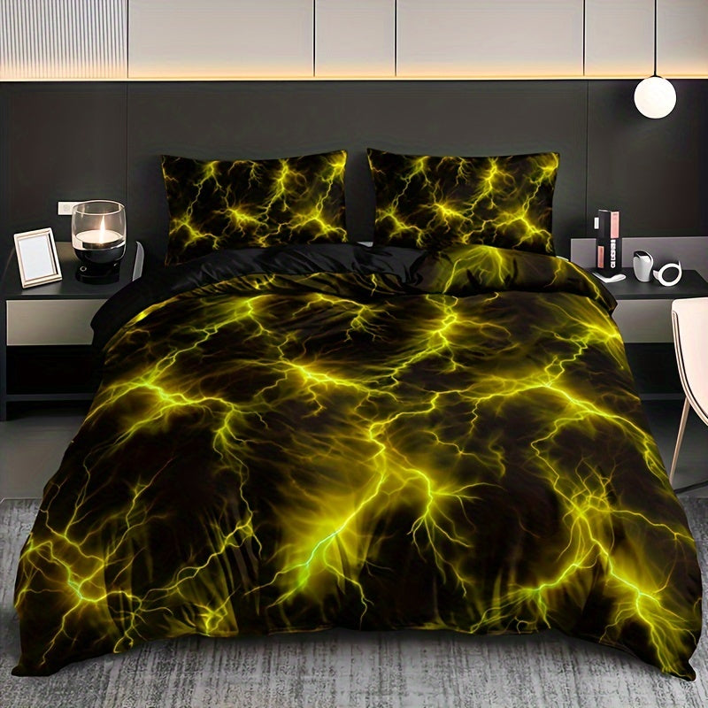 Purple Lightning Line Duvet Cover Set 3 Pieces Includes Duvet Cover and Pillowcases Home Dorm