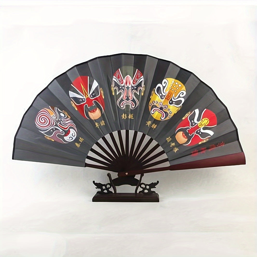 10-Inch Bamboo Folding Fan with Dual-Sided Silk Design Traditional Chinese Style Women’s Accessory