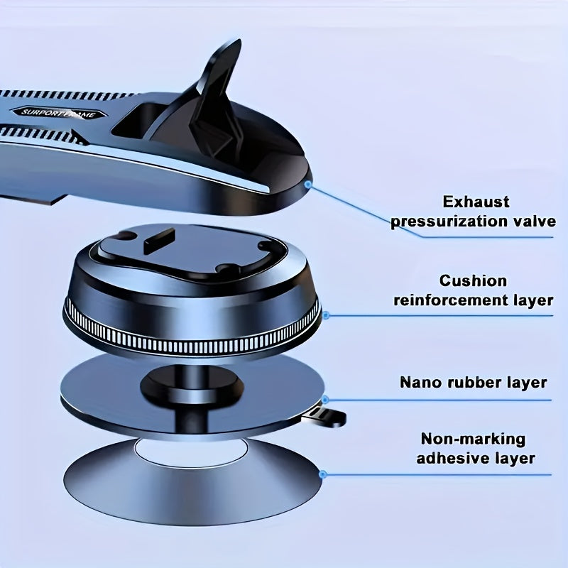 Universal Car Phone Mount ABS Dashboard Holder 360° Rotatable Single-Handed Setup