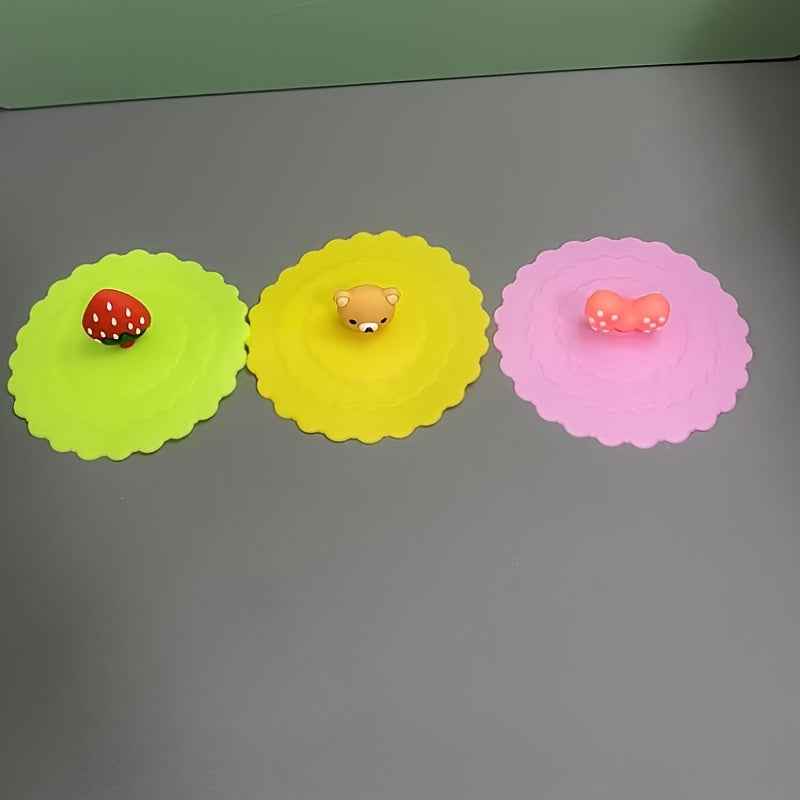 Set of 3 Silicone Cup Covers Leakproof Dustproof BPA-Free for Ceramic, Glass, and Bowl Lids
