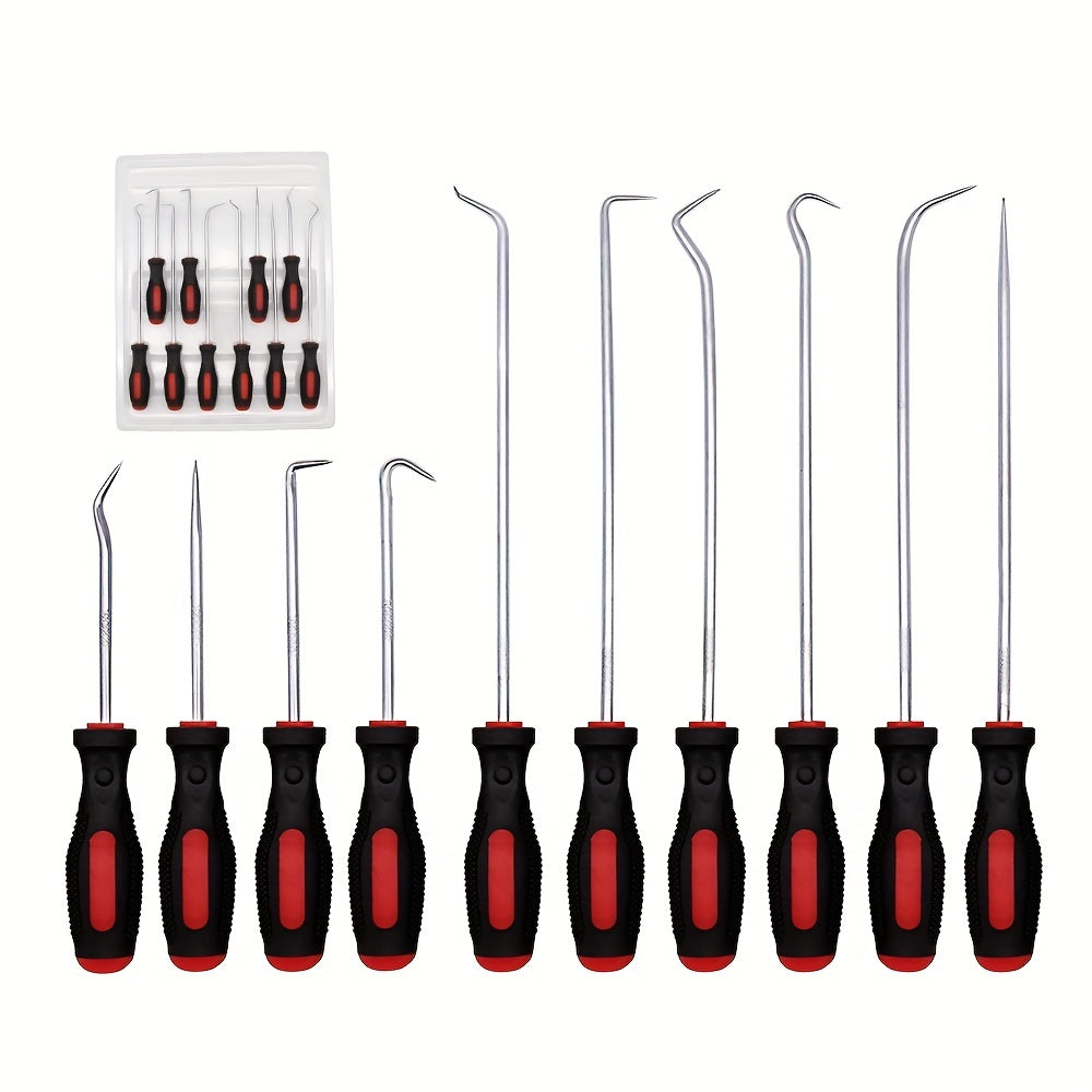 10 Pack Pick and Hook Set Extra Long O-Ring and Seal Remover Soft Grip Assorted Shapes