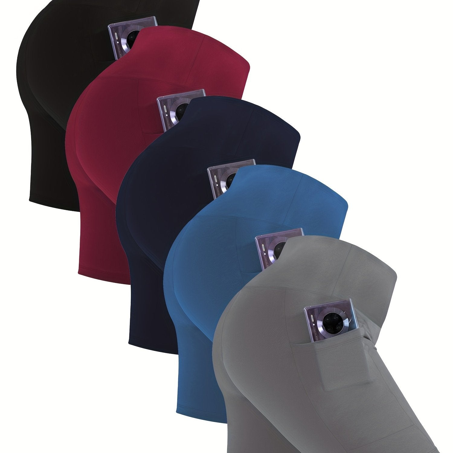 Pantalones cortos de ciclista para mujer talla plus con bolsillos, cintura alta, entrenamiento, control de abdomen