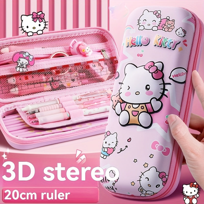 Estuche para lápices de gran capacidad con diseño de dibujos animados para útiles escolares, duradero, de cuero PU