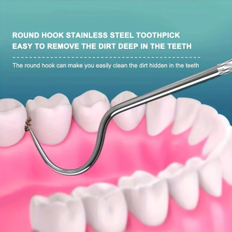 6-Piece Stainless Steel Dental Pick Set Teeth Cleaning Tools Floss Picks