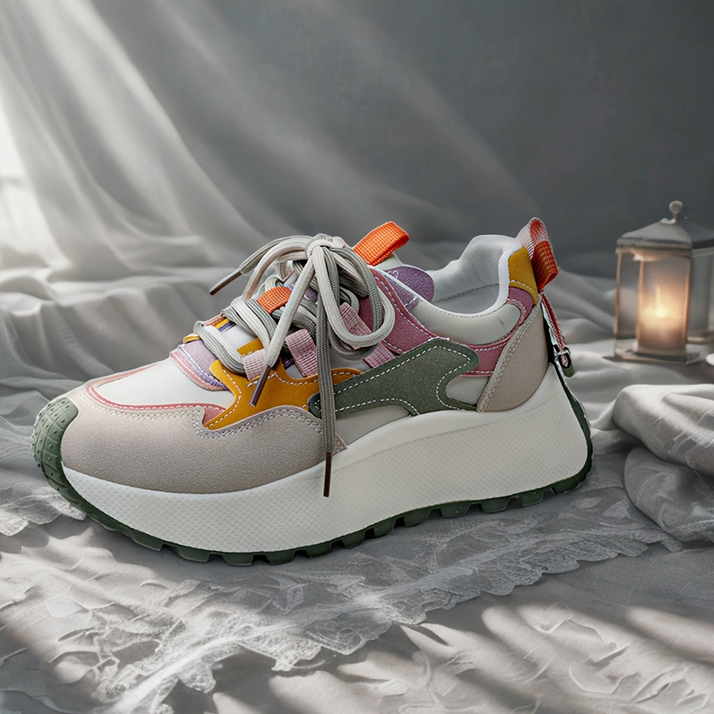 Zapatillas altas para mujer con cordones coloridos suela antideslizante para todas las estaciones