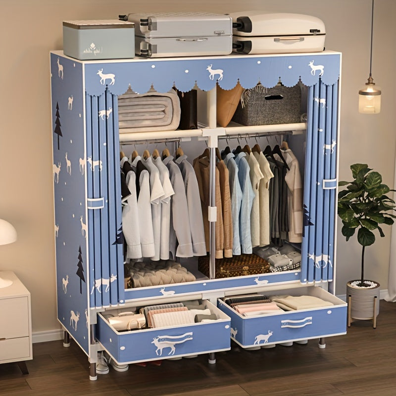 Rojdestvo mavzusidagi portativ saqlash shkafi, po'lat ramka bilan, 2 ta osma barlar, 4 ta javon