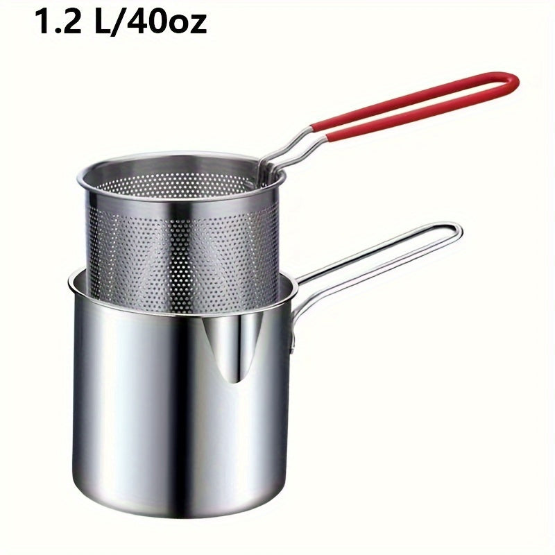 Stainless Steel Deep Fryer with Filter Rack Compact Home Kitchen for Crispy Fries Fish Chicken
