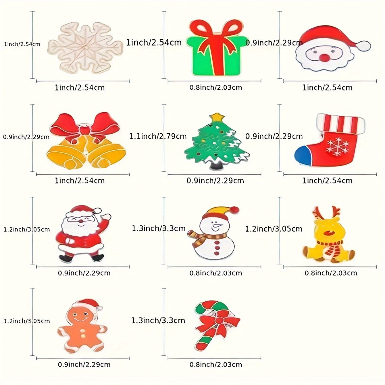 Set of 5 or 10 Christmas Brooch Pins Santa Holiday Enamel Alloy Jewelry for Women