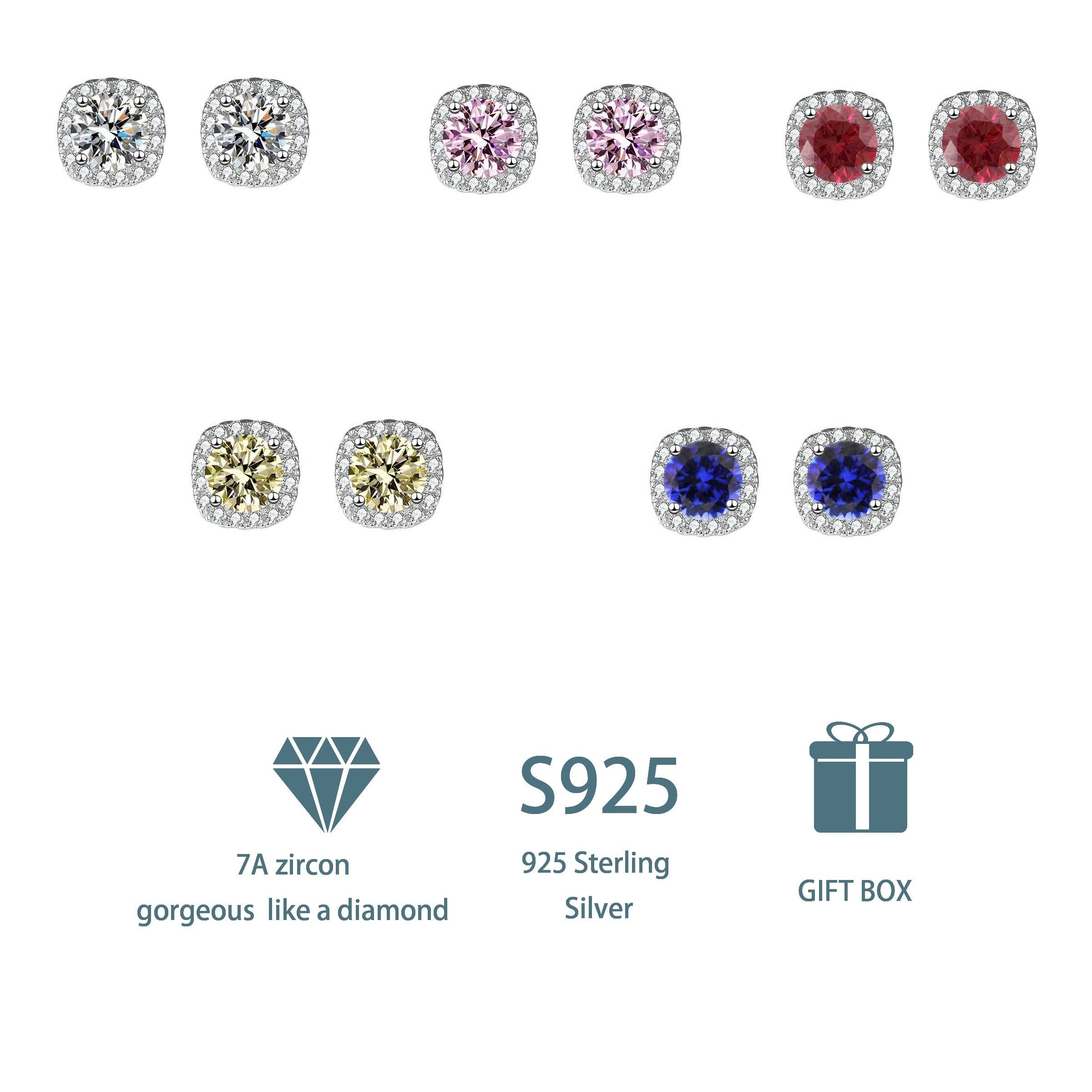 Pendientes de plata de ley estilo bohemio con moissanita en forma de cuadrado para mujer