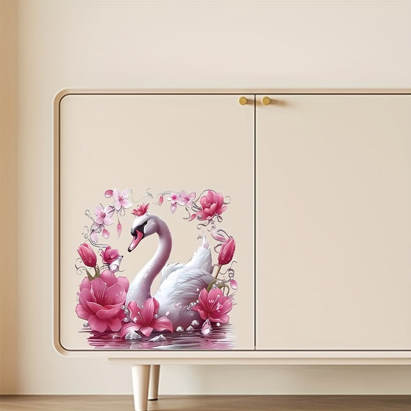 Swan Pattern Toilet Seat Sticker for Bathroom and Kitchen Decor