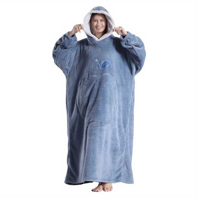 "Fransuzcha ilhomlangan dizayni bilan katta kapüşonli ko'ylak, zamonaviy olma cho'ntagi - kattalar va o'smirlar uchun qulay, issiq to'qilgan polyester tashqi kiyim - faqat qo'l bilan yuvish, aralash meva mavzusi"