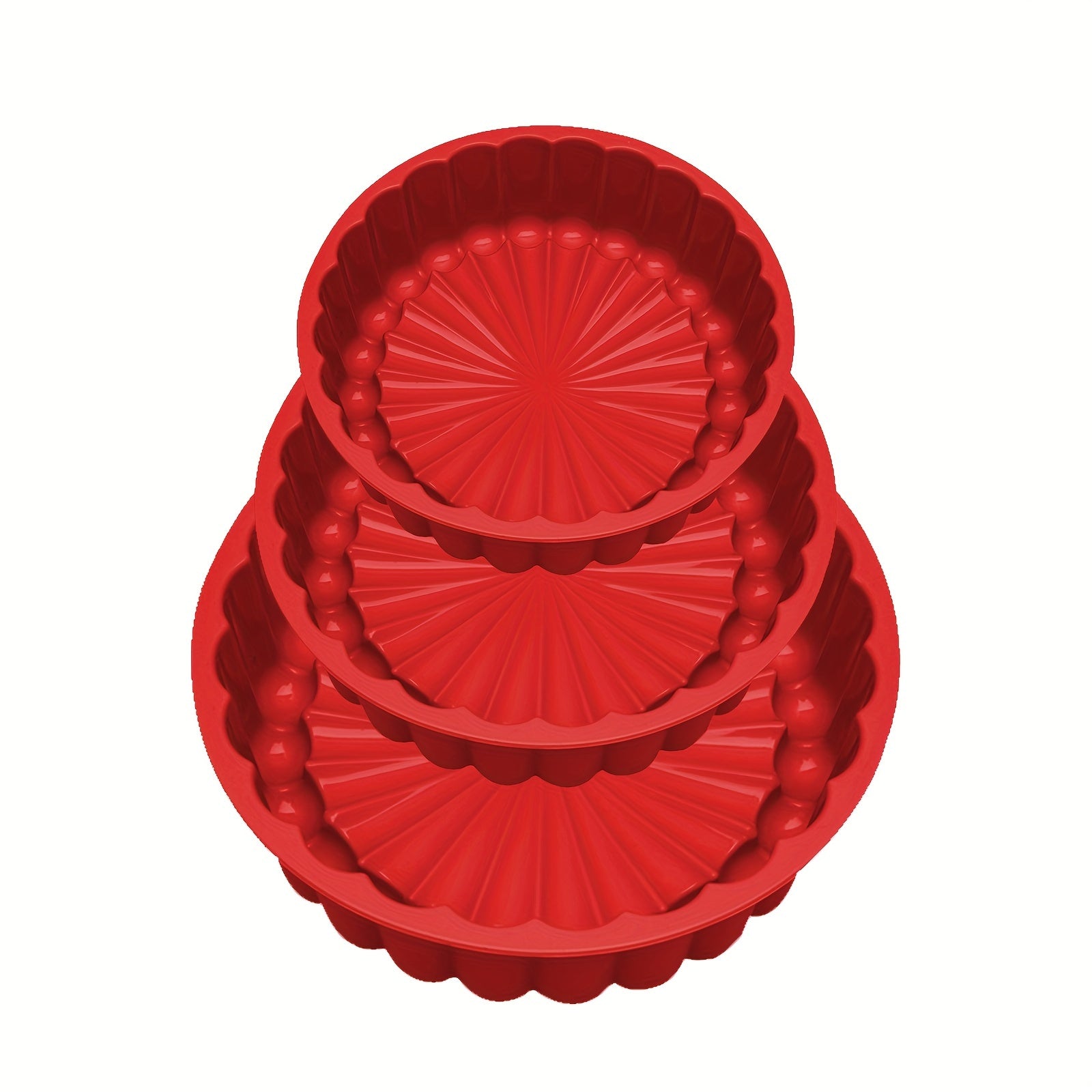 3-Piece Round Flower Cake Pan Set Nonstick Silicone Baking Molds for Weddings and Birthdays