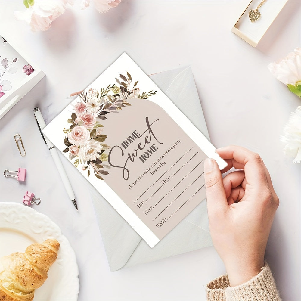 Цветочные акварельные приглашения на новоселье 12,7x17,78 см с конвертами для открытых домов и празднования новоселья