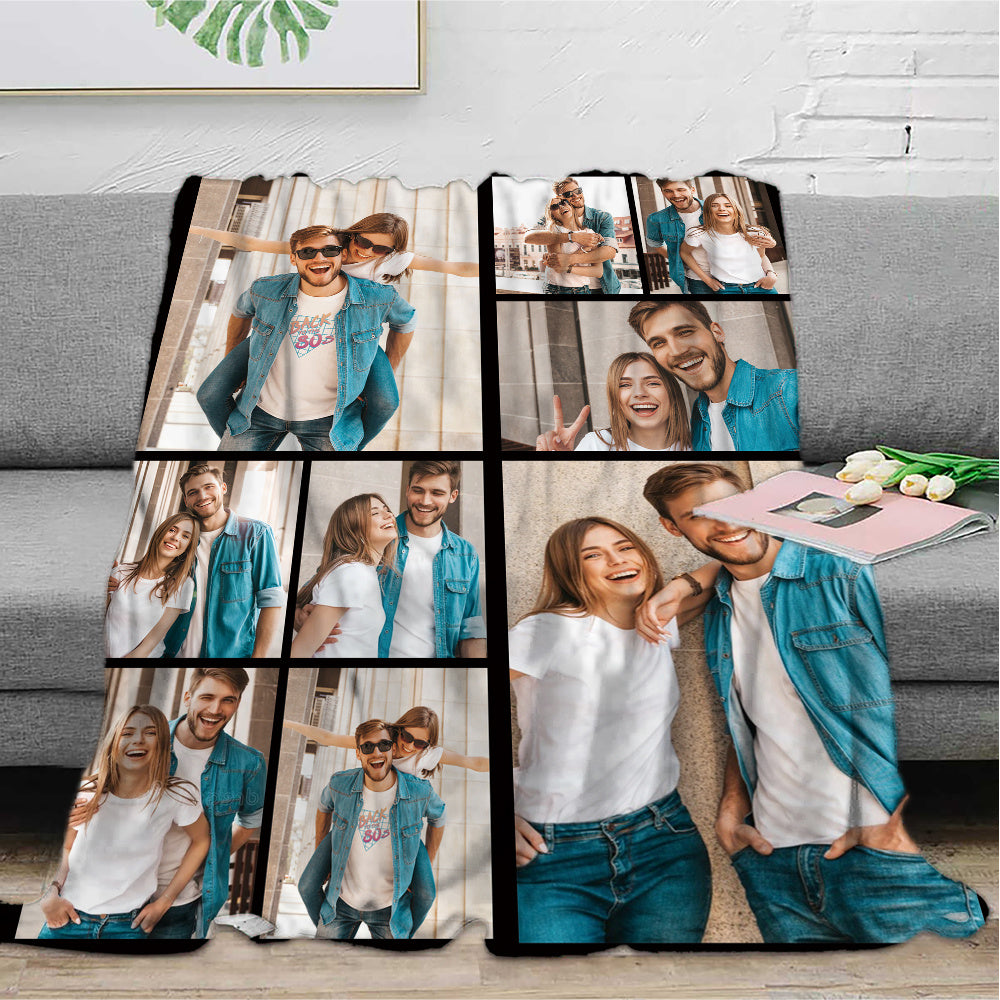 Personalized Couple Flannel Throw Blanket Soft Warm Gift for Couch Bed Camping