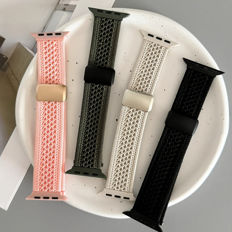 Nylon Braided Magnetic Buckle Watch Strap for Apple Watch Series Ultra S10 S3 38mm 49mm Men Women
