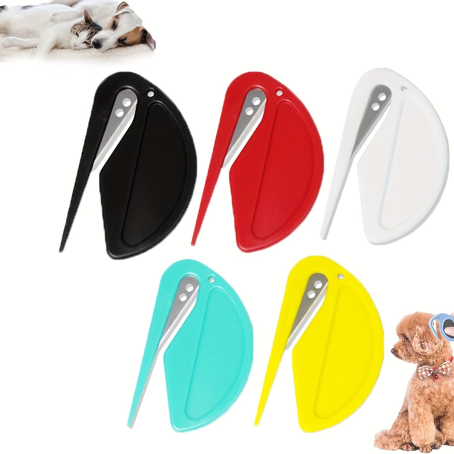 5 Colors 5pcs Pet Detangle Cutter for Cats and Dogs Shedding Brush Hair Removal Tool