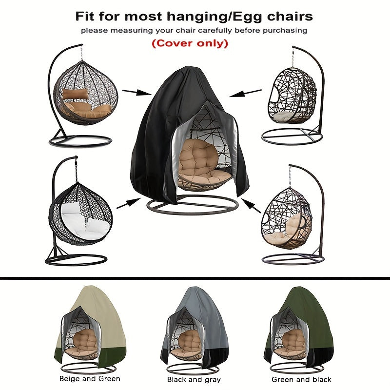 210D Outdoor Hanging Chair Cover with Zipper for Egg and Patio Swing Chairs
