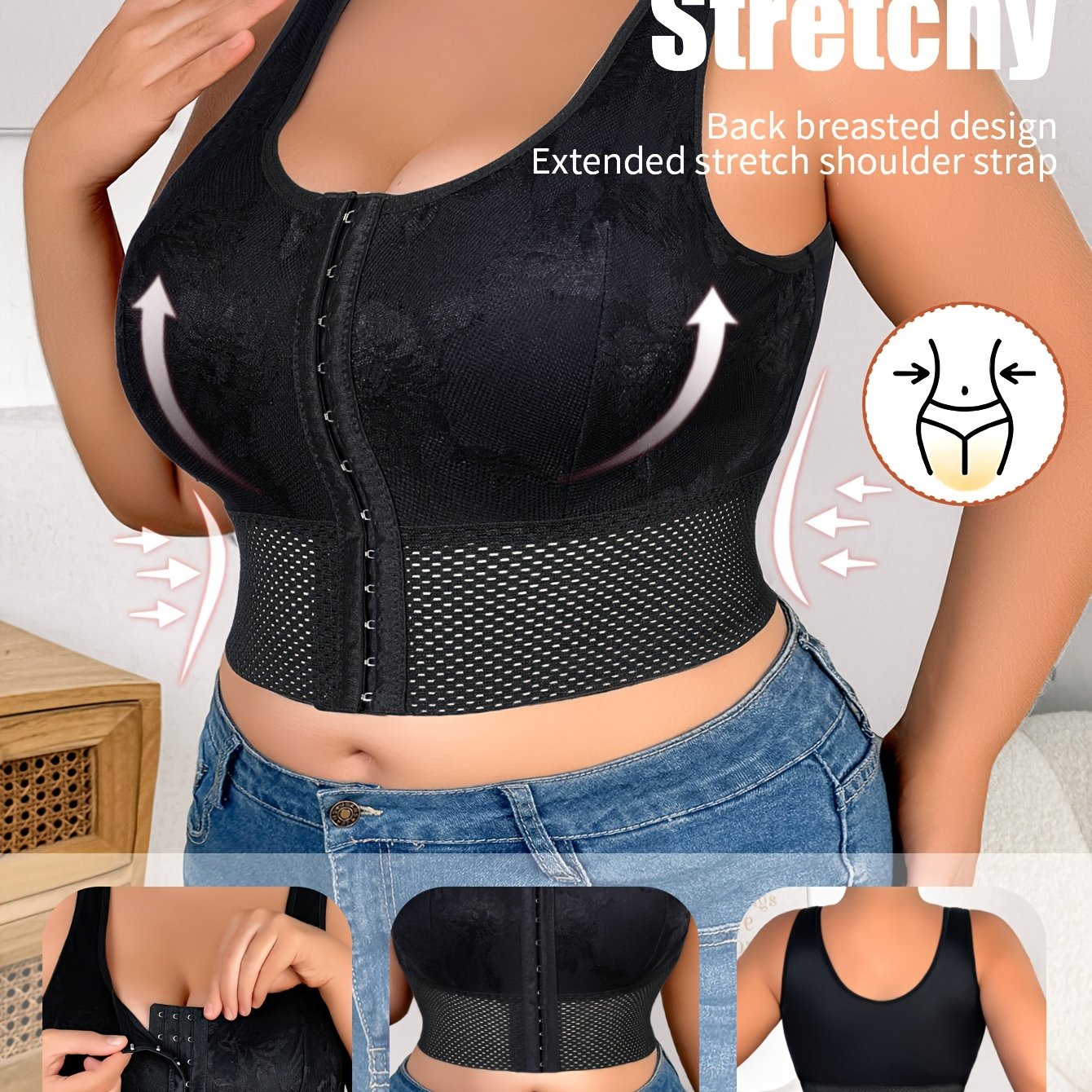 Seamless Shaping Bra for Plus Size No Wire Mesh Support Nylon Blend Medium Stretch