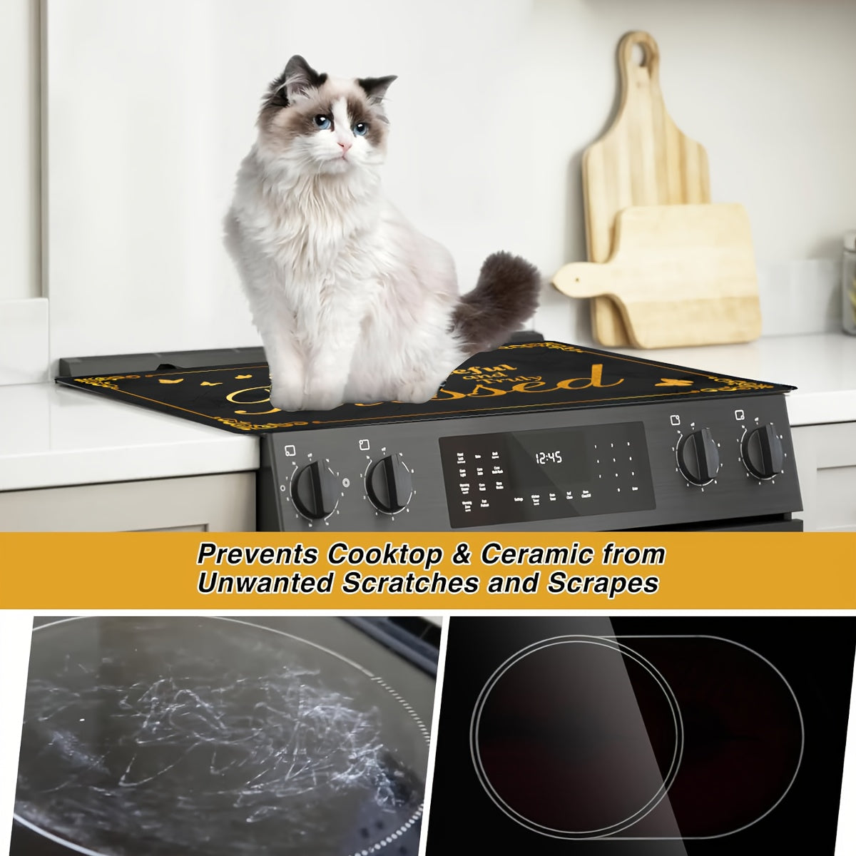 Extra Large 28.5x20.5 Inch Anti-Slip Glass Stove Top Cover Protects Electric Cooktops