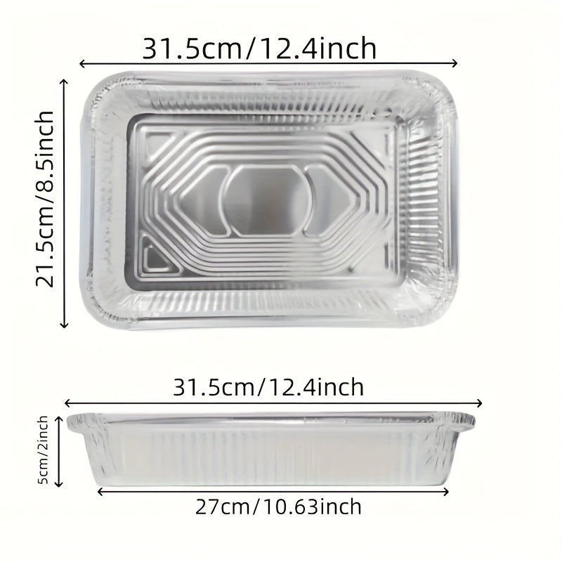 Mustahkam bir martalik alyuminiy folga idishlari o'lchami 30.48 sm x 20.32 sm - Qovurish, Pishirish, Sayohat va Sayohat uchun ajoyib - Xavfsiz va Kimyoviy moddalar mavjud emas, Bayramlar uchun ideal, Rojdestvo va Thanksgiving bayramlari uchun mukammal.