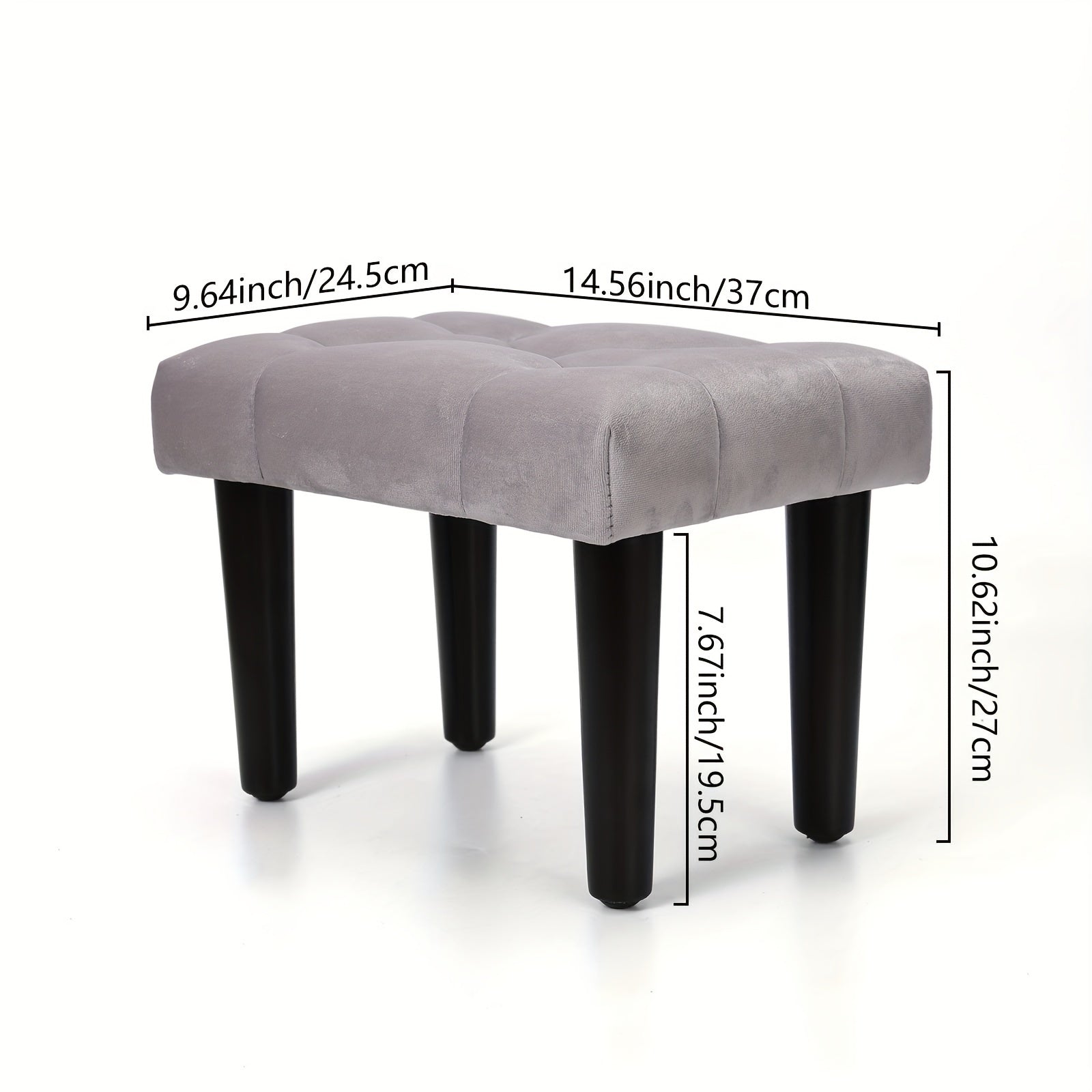 Otomana rectangular de terciopelo con patas de madera maciza, asientos adicionales para sala de estar o entrada