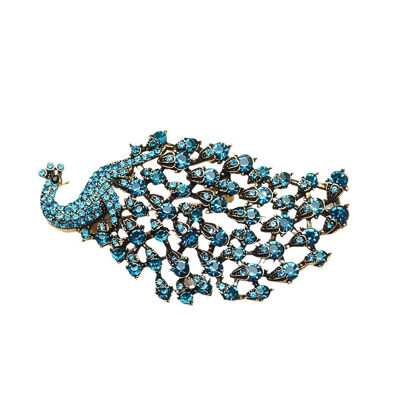 Peacock Brooch with Rhinestones Retro Wedding Formal Jewelry