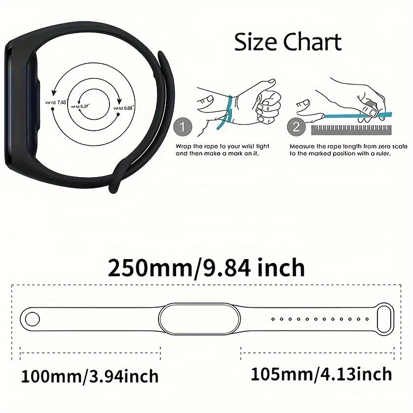 Silicone Replacement Fitness Tracker Band for Mi Band 5 6 7