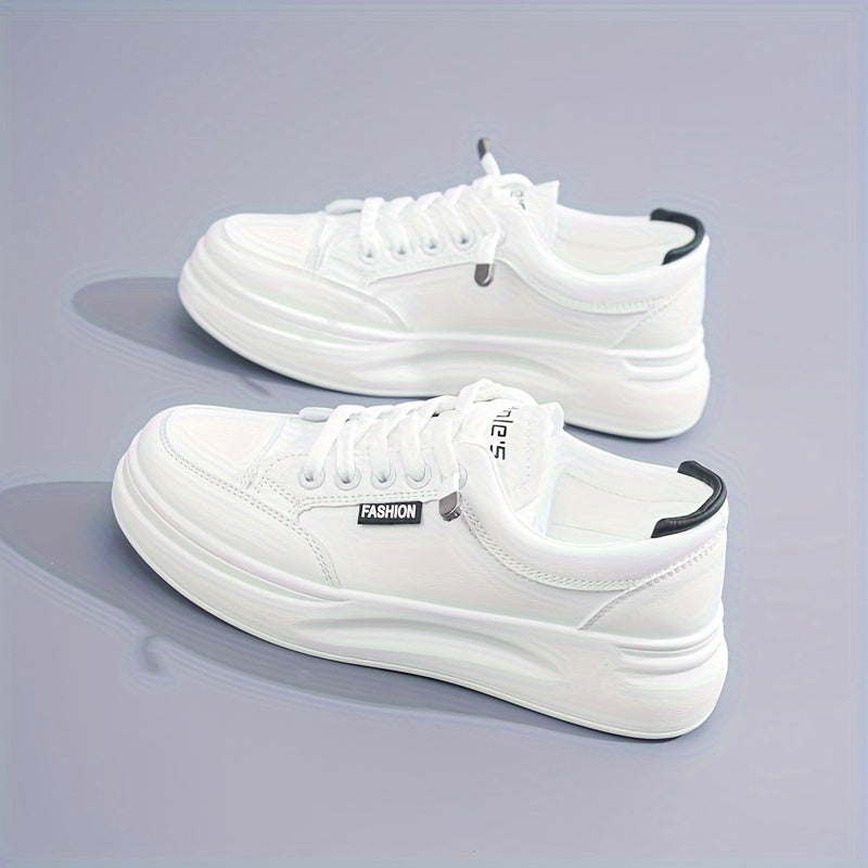 Women's White Breathable Sneakers for Running Casual and Skateboarding