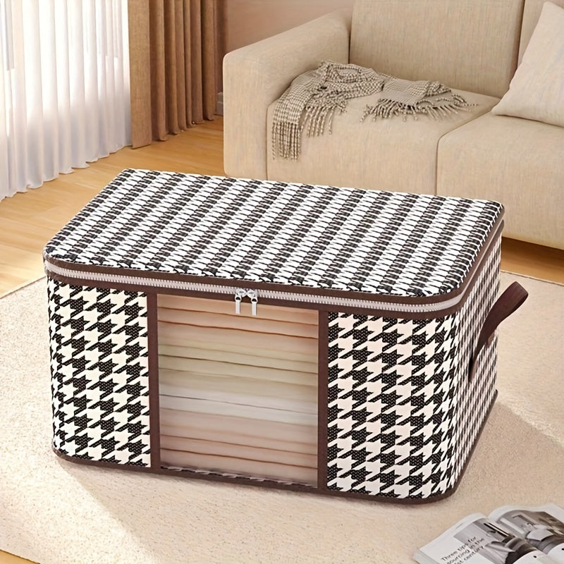 Large Capacity Waterproof Moisture-Proof Storage Bag with Houndstooth Pattern for Clothing and Quilts