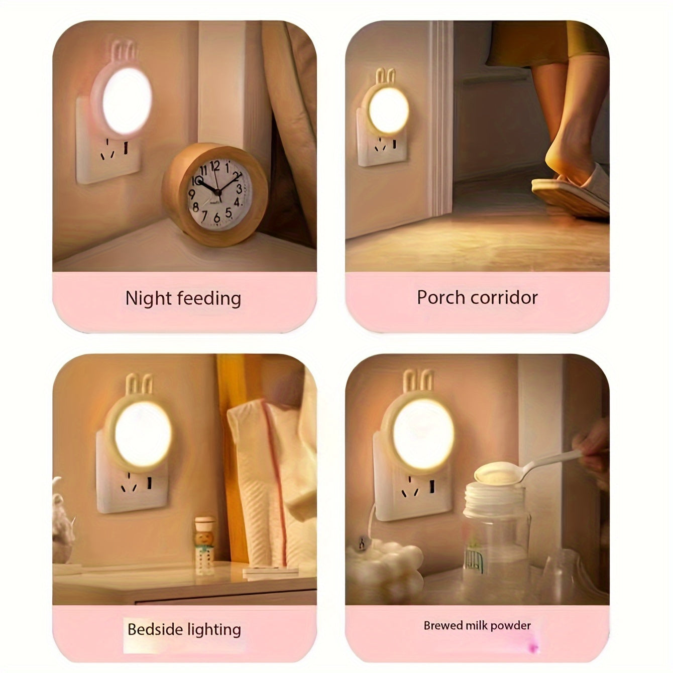 Luz nocturna de tema animal con sensor de luz y enchufe europeo para decoración de dormitorio