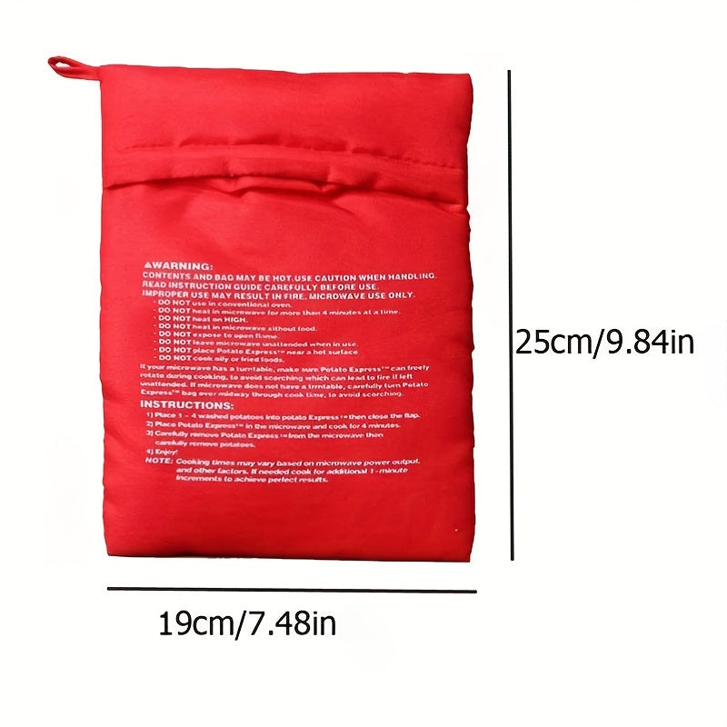 Set of 3 Reusable Microwave Potato Cooker Bags PET Material for Fast Baking