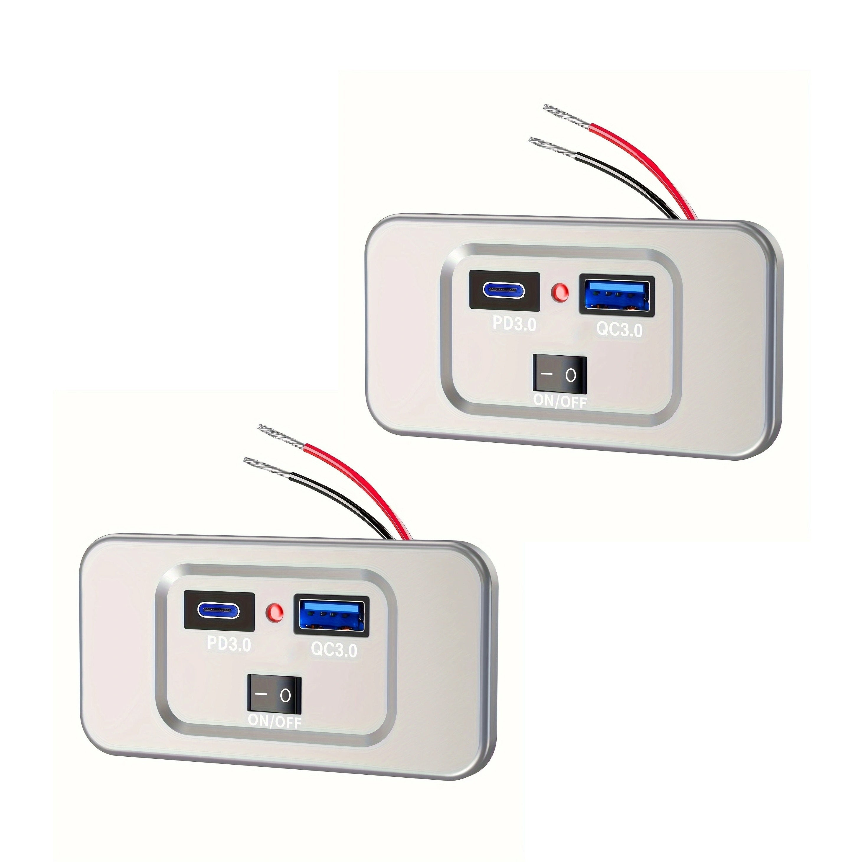 12V RV USB Outlet Wall Mount with PD3.0 and Quick Charge for Marine Truck