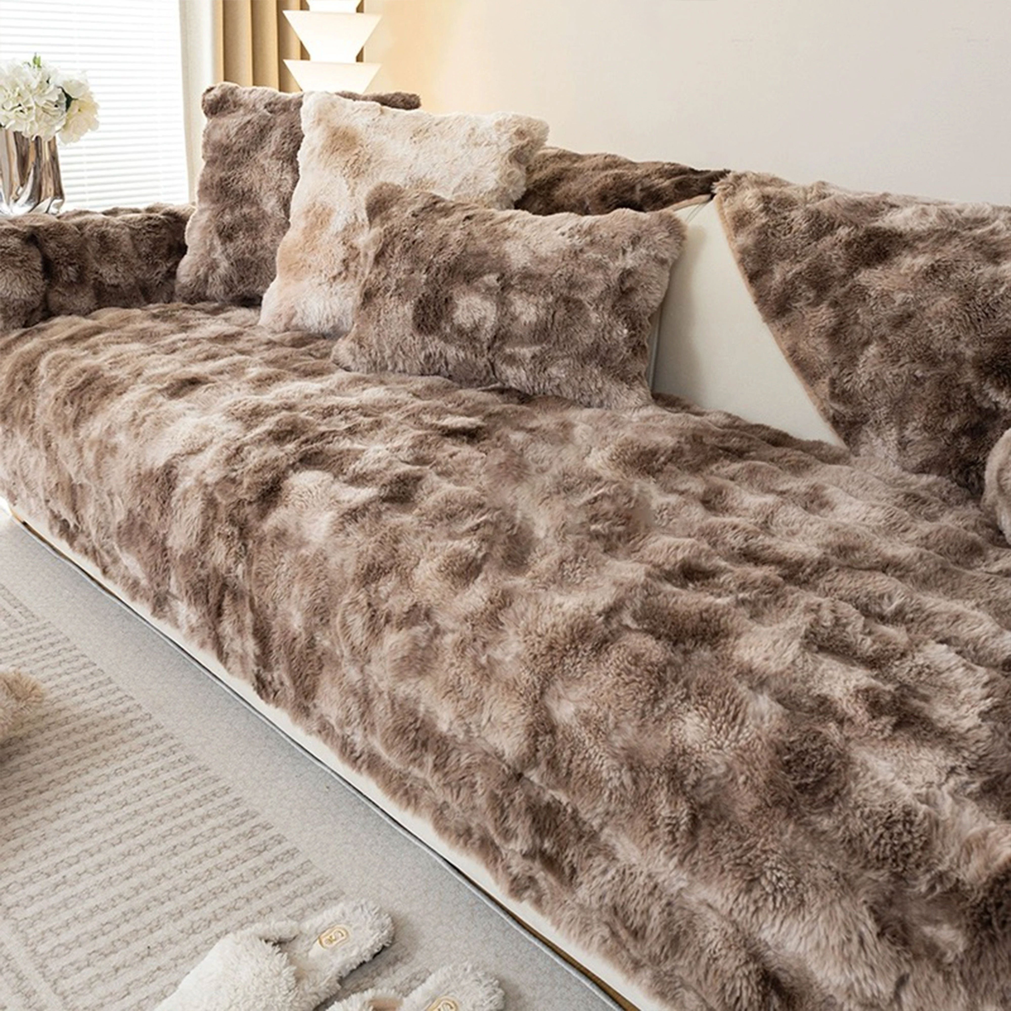 Плюшевое покрытие для дивана на зиму подходит для спальни, гостиной, офиса, домашнего декора